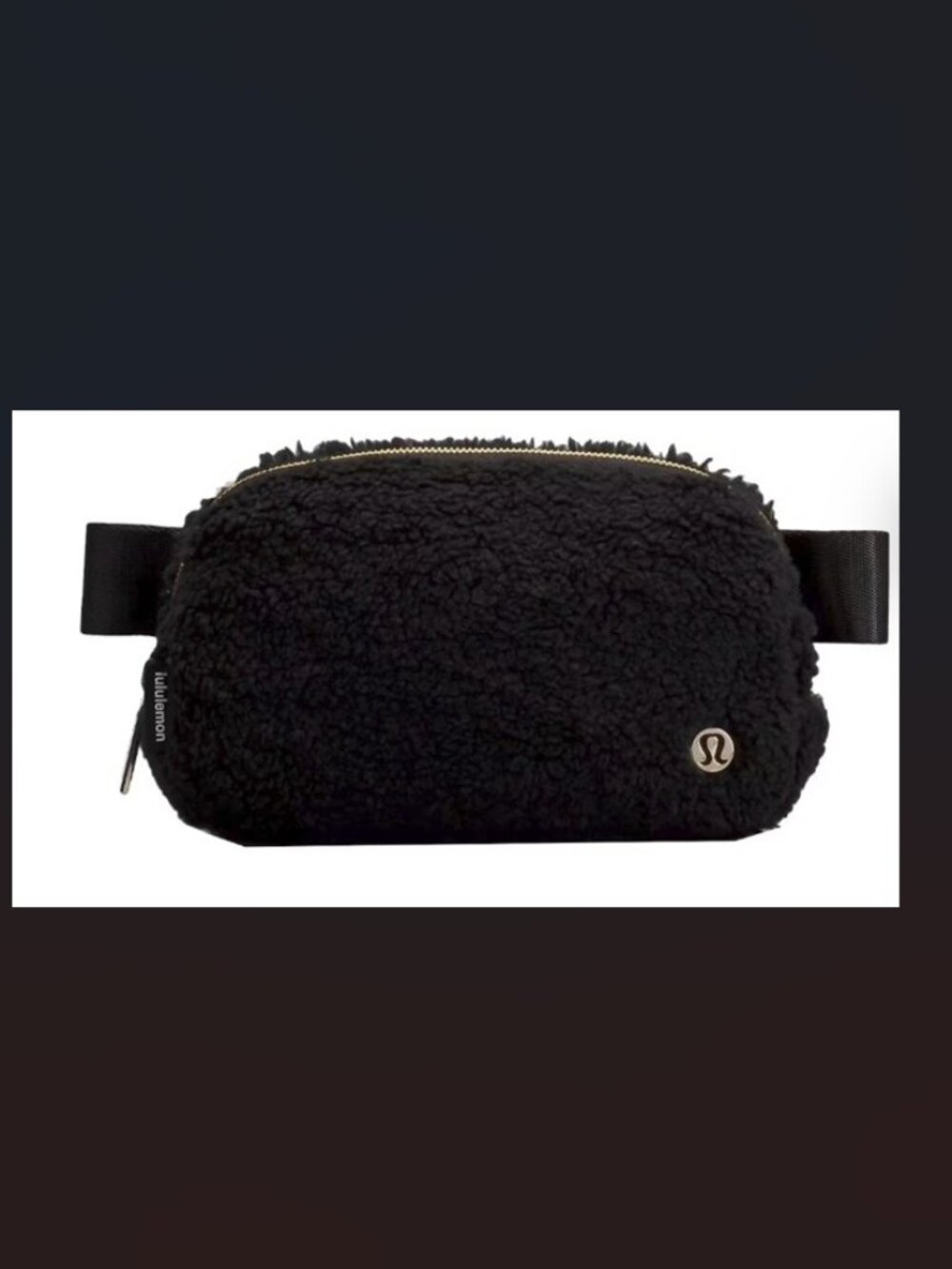 lululemon athletica Black Sherpa Belt Bag with Gold Buckle